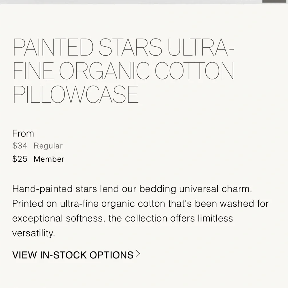 Restoration Hardware Painted Stars Ultra-Fine Organic Cotton Pillowcase Standard
